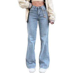 Women's High Waist Baggy Boyfriend Jeans Denim Wide Leg Distressed Casual